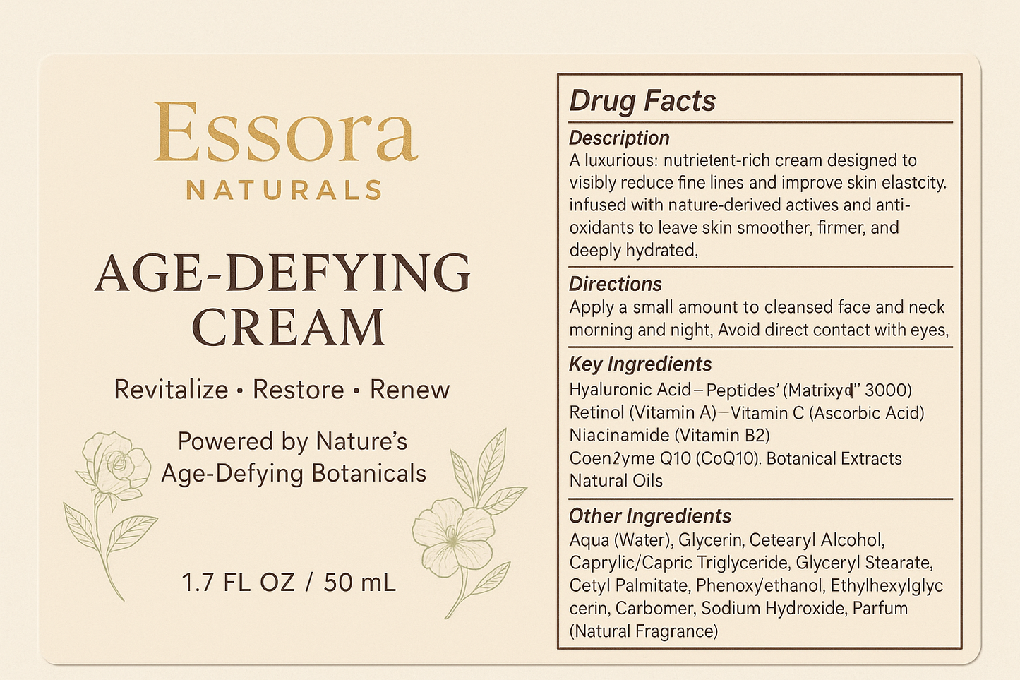 Essora Naturals.  Wrinkle Reduction Serum
