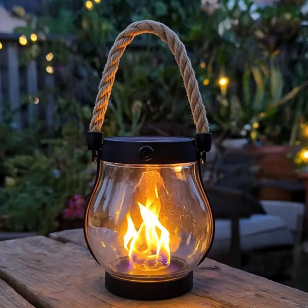 SolarFire - Outdoor Solar Lantern With Fire Effect Light.