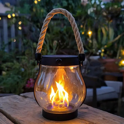 SolarFire - Outdoor Solar Lantern With Fire Effect Light.