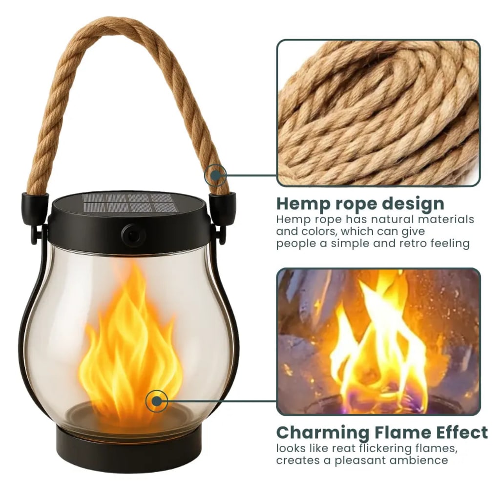 SolarFire - Outdoor Solar Lantern With Fire Effect Light.