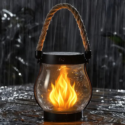 SolarFire - Outdoor Solar Lantern With Fire Effect Light.
